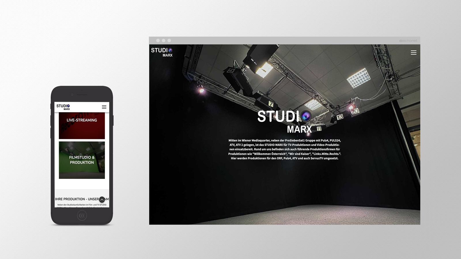 Studio Marx | studiomarx.at | 2022 (Phone Browser) © echonet communication / Auftraggeber