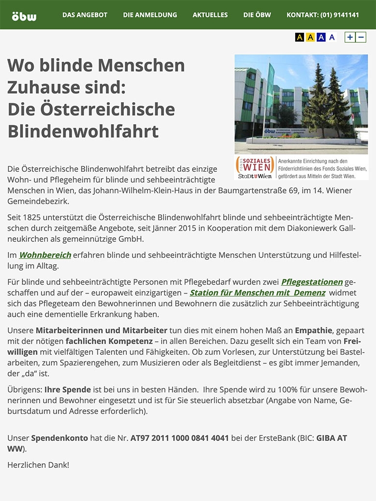 Österreichische Blindenwohlfahrt ÖBW | blind.at | 2017 (Tablet Only 02) © echonet communication