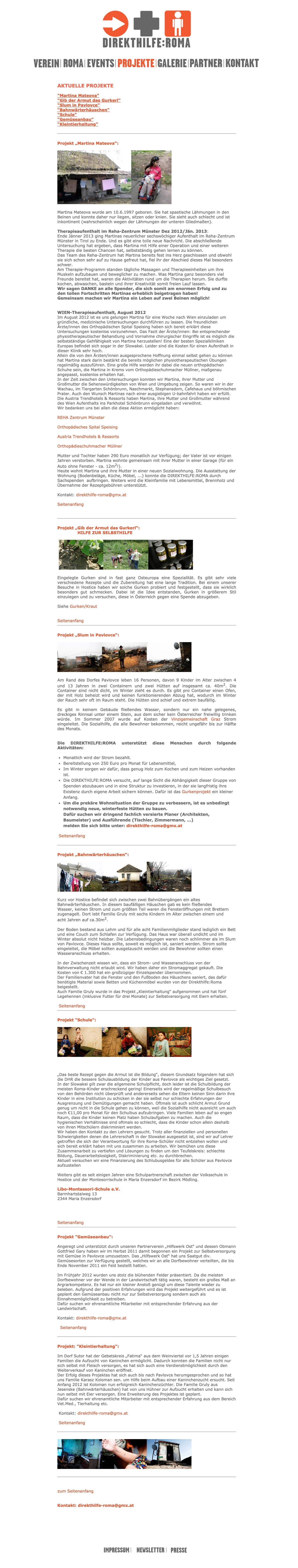 Direkthilfe Roma | direkthilferoma.at | 2008 (Full Screen Scroll) © echonet communication